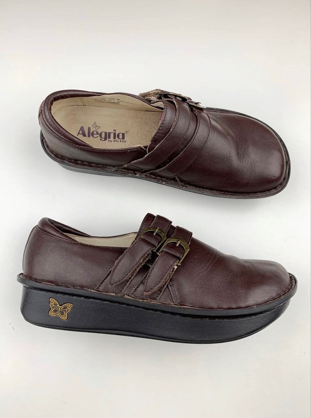 Alegria Alli Clogs Brown Leather Slip On Comfort Shoes Women's 39 US 9